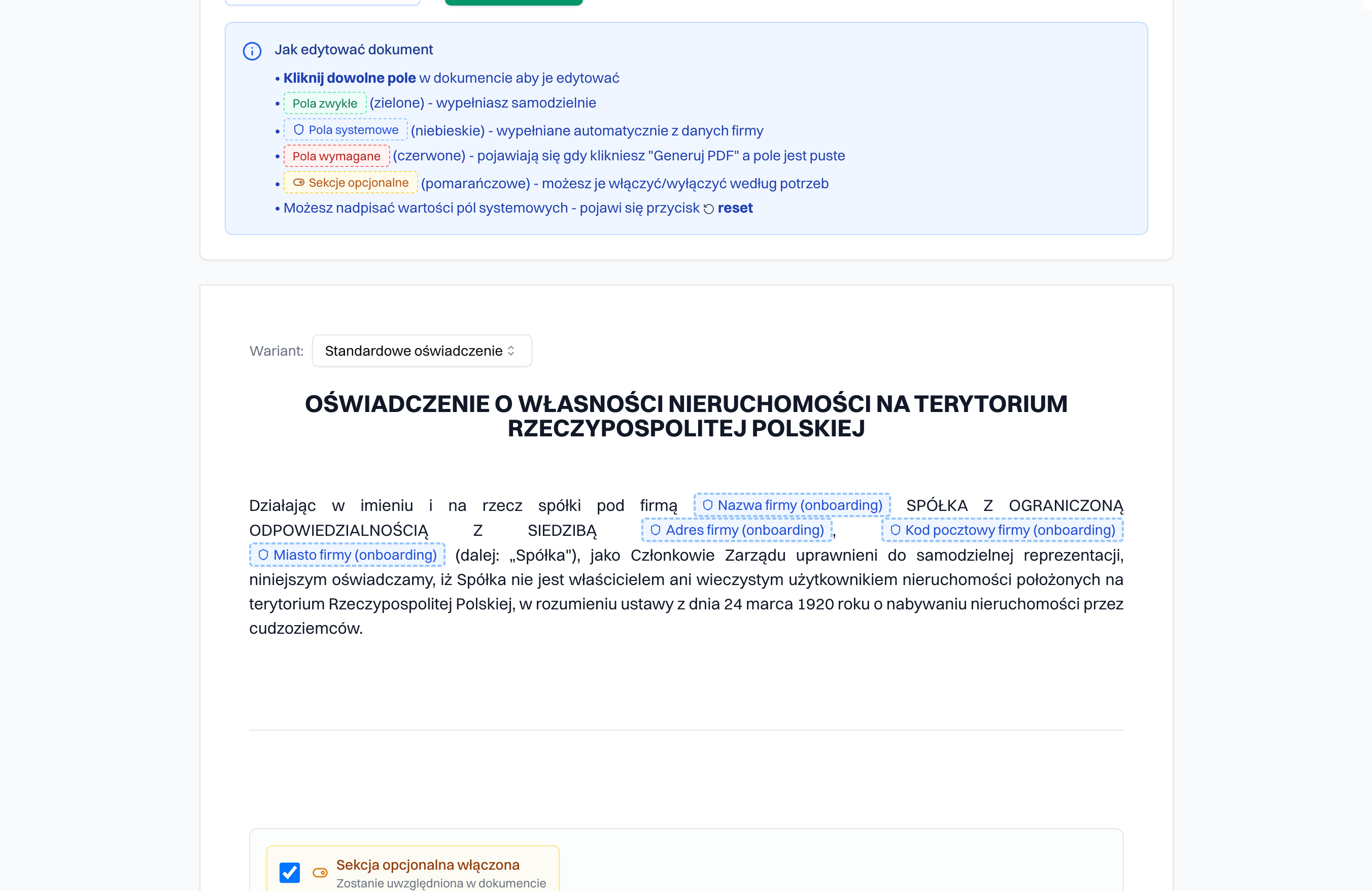 Generator dokumentów